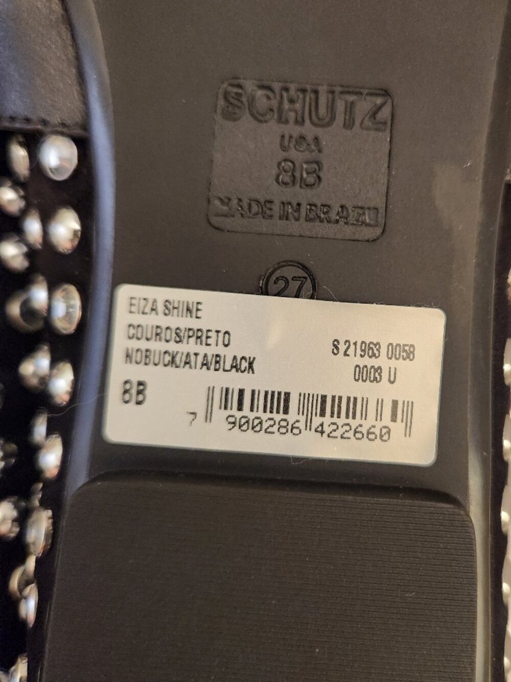 SCHUTZ Leather "Eiza" Ballet Flats. Embellished. NWT. Size 8 Regular - Picture 10 of 11